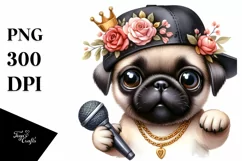 Funny Baby Pug Hip Hop Clipart Product Image 1