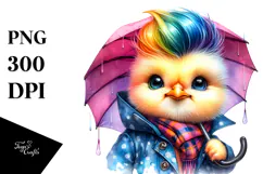 Cute Baby Chicken Drawing, Vibrant PNG Product Image 1