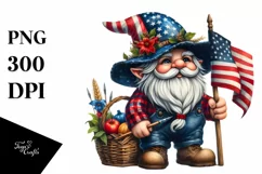 Detailed Patriotic Farmer Gnome | Clipart Product Image 1