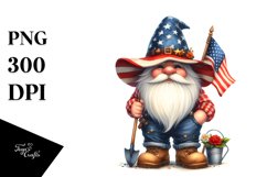 Detailed Patriotic Farmer Gnome | USA Colors Clipart Product Image 3