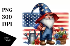 Detailed Patriotic Farmer Gnome | Clipart Product Image 1