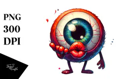 Funny Eyeball Monster Blowing Kiss PNG Product Image 1