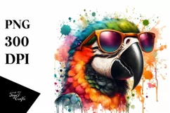 Quirky Colorful Parrot Sticker | Sublimation | Clipart Product Image 1