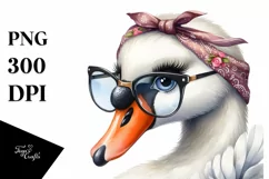 Expressive Swan with Bandana and es | Sublimation | Clipart Product Image 3