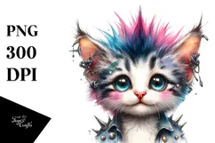 Cute Baby Kitten with Punk Look PNG Product Image 1
