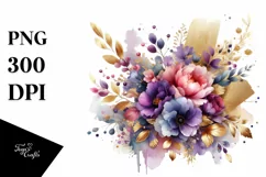 splash,Abstract Colorful Bouquet with Gold Foil Violet | Product Image 1