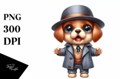 Excited Baby Dog with Hat | Sublimation Clipart Product Image 1