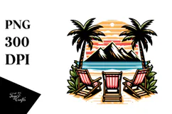 Retro Tropical Island Beach Chairs, 20 oz Tumbler Product Image 1
