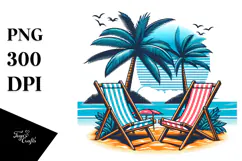 Retro Tropical Island Beach Chairs, 20 oz Tumbler Product Image 1