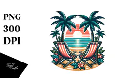 Retro Tropical Island Beach Chairs, 20 oz Tumbler Product Image 1