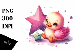Playing Star, Cute Baby Duck | Sublimation | Clipart Product Image 1