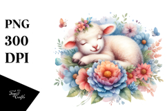 Colorful Cute Baby Lamb in Flower PNG Product Image 1