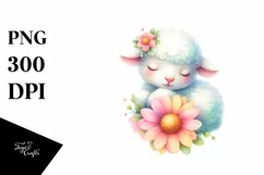 Colorful Baby Lamb Sleeping in Flower | Sublimation | Product Image 1