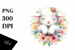Colorful Baby Lamb Sleeping in Flower | Sublimation | Product Image 1