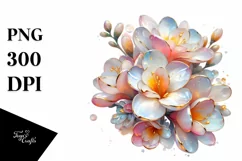 Detailed Pastel Glossy Freesia, PNG Product Image 1