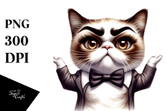 Dramatic Cat with Bow Tie PNG Product Image 1