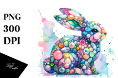 Colorful Bunny on Splashy Background PNG Product Image 1