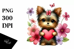Cute Simple Flower Holding Heart PNG Product Image 1