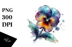 Abstract Watercolor Pansy Clipart Product Image 1