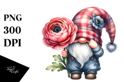 Gnome with Ranunculus Floral PNG Product Image 1