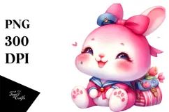 Cute Baby Rabbit with Sailor PNG Product Image 1