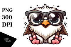 Goofy Cartoon Owl with Oversized Sunglasses PNG Product Image 1