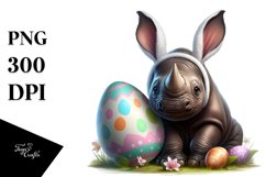 Baby Rhino with Bunny Ears Easter PNG Product Image 1