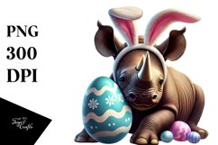 Baby Rhino with Bunny Ears Easter PNG Product Image 1