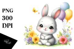 Colorful Smiling Baby Rabbit | Balloons Clipart Product Image 1