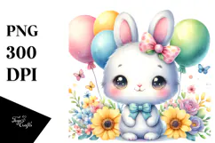 Colorful Smiling Baby Rabbit | Balloons Clipart Product Image 1
