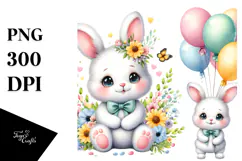 Colorful Smiling Baby Rabbit | Balloons Clipart Product Image 1