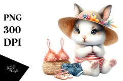 Digital Watercolor Baby Bunny PNG Product Image 1