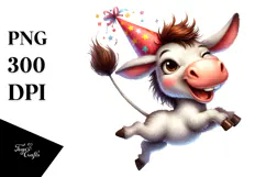 Excited Donkey with Party Hat PNG Product Image 1