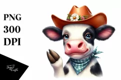 Cow Watercolor Cow Portrait at a Party Product Image 3