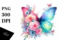 Pastel Watercolor Butterfly Sticker | Sublimation | Clipart Product Image 1