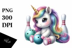 Cute Baby Unicorn Bowling Clipart Product Image 3