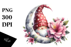Gnome with Azalea Floral PNG Product Image 1