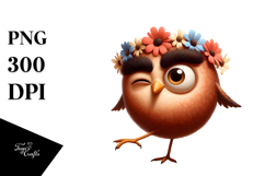 Bird with Flower Crown PNG Product Image 1