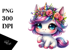 Expressive Baby Unicorn with Cool Haircut, PNG Product Image 1