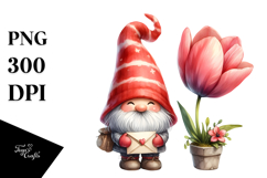Gnome with Tulip PNG Product Image 1