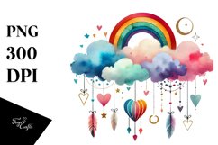 Digital Painting of Boho Cloud with Hearts Product Image 1
