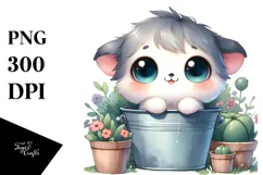 Cute Smiling Baby Watercolor PNG Product Image 1