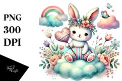 Boho Rabbit Watercolor PNG Product Image 1