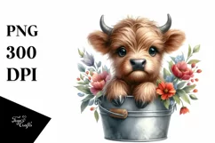 Cute Cow from Bucket, Transparent PNG Product Image 1