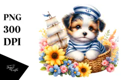 Colorful Smiling Baby Puppy | Sailor Clipart Product Image 1