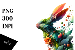 Vibrant Bunny with Flower Frame PNG Product Image 1