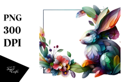 Abstract Vibrant Bunny Made of &amp; Flowers, PNG Product Image 1