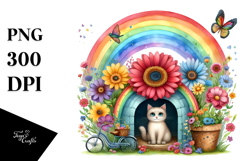 Illustration CAT House Rainbow | Clipart Product Image 1