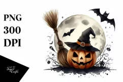 Watercolor Halloween Broomstick, Transparent PNG Product Image 1