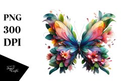Vibrant Butterfly with Flowers, PNG Product Image 1